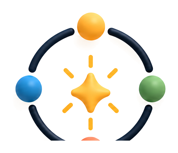 Wonder Economy symbol: a circle of possibilities around a gold Wonder star