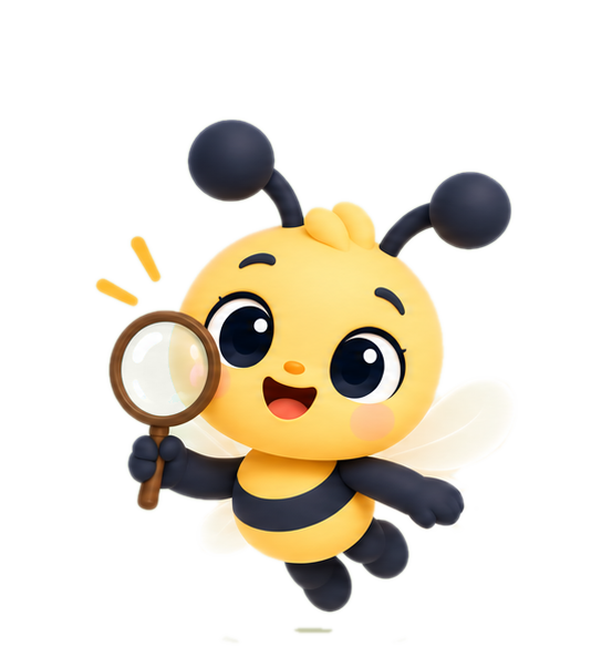 Wonder Budi flying with a magnifying glass