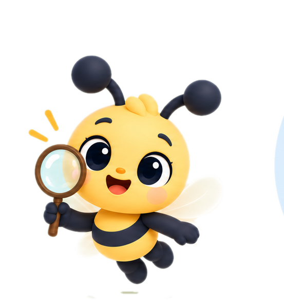 Wonder Budi flying with a magnifying glass